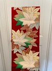 Antique Japanese Fukuro Silk Obi Beautiful   Colorful Maple Leaves Pattern  