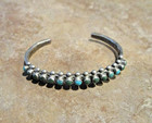 Excellent Old Pawn Navajo Sterling Silver Snake Eye Turquoise Row Bracelet