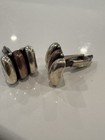 Vintage Mid Century Mexico Sterling Silver 925 Cufflinks Mixed Metals