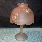 Vintage Westmoreland Fairy Lamp Frosted Flower Pink Glass Pedestal Footed
