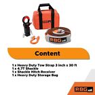 Recovery Tow Strap Kit  3  X 30  Tow Strap   1 Hitch Receive    Shackle