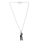 Chanel Mademoiselle 03p Pendant Metal Silver X Black Necklace Gp  gold Plated 