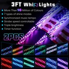 New Pair 3ft Rgb Spiral Led Whip Lights Antenna Chase   Flag remote For Atv Utv