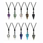 Reiki Chakra Pendant Healing Quartz Crystal Pendulum Necklace Cord Adjustable