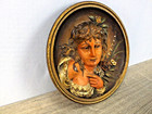 Antique Bradley And Hubbard Cast Iron Flue Cover Spring Lady W Flowers