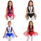 Girls Tutu Leotard Sparkly Sequin Kids Dance Dress Mock Neck Dancewear Ballet
