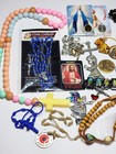 Vintage Catholic Religious Bundle Rosary Medal Crucifix Scapular Jewelry Lot