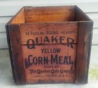 Antique Quaker Cornmeal Wooden Packing Crate  Cereal Advertising