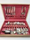 84 Piece Vintage Silver Plated Flatware Mixed Lot W  Wooden Box