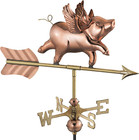 Good Directions 8840pr Flying Pig Cottage Weathervane  Polished Copper With Roof