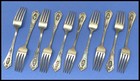 10 X 1930s Wallace Rose Point Sterling Silver Dinner Forks 7 Inches