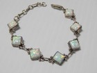 Navajo Running Bear Signed Vintage Link Bracelet Sterling Silver   Opal
