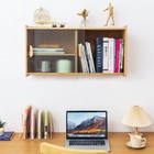 Tiita Small Kitchen Pantry Cabinet Bamboo Wall Sideboard Glass Doors Cupboard