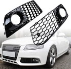 2x Glossy Black Lower Fog Light Mesh Grille Cover Insert Compatible With A4 B8
