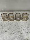 Vintage Imperial Glass Gold Shoji Trellis Rocks Glasses Set Of 4 With Flaws