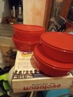Tupperware Modular Round Containers 2 5 Cup   600ml Set Of 4 Red 2415b