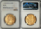 Brazil 1759-b Jose I Gold 6400 Reis Ngc Ms-66 Single Highest Grade  