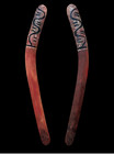 Pair Of Painted Aboriginal Killer Boomerangs - Warlpiri 1970 s