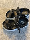 Givenchy Men s Black white Leather Hook   Loop Strap Sandals Eu 40 Us 8 5