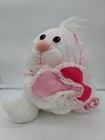 Vtg Fisher Price Puffalumps Plush Stuffed Animal White Bunny Holding Heart 1988