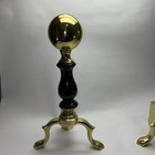 Vintage Pair Of Brass Cannonball Fireplace Andirons Fire Dogs  16    Tall