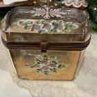 Antique Bohemian Moser Glass Enameled Gilded Casket Jewelry Trinket Box Flowers