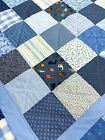 Baby Quilt Boys Handmade Patchwork Crib Blanket Blue 42  X 42   New