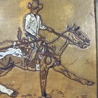 Vtg Hand Tooled Leather Rodeo Ranch Ropin Cowboy Steer Horse Painted Signed 1975