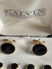 Vintage Classic Tuxedo Cufflinks Black Onyx Gold Tone New In Box