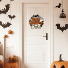 Halloween Door Wreath  Happy Sign Wooden Ghosts Skulls Bats Orange 
