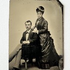 Antique Tintype Studio Photograph Beautiful Couple Man   Woman Fashionable