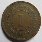 1875 Queen Victoria Straits Settlements One Cent Coin