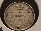 1885 Canada   5 Cents   925 Silver Coin   Km 2  nice Coin Other Than The Hole