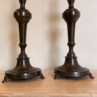 Antique Pair Of Brass Bronze Candlesticks Holders  15 5    Tall   pair 