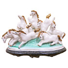 Vintage 8 Sacred Horses Figurine W  Gilded Manes   Tails - Porcelain Ceramic