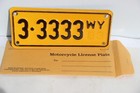1983 Wyoming Motorcycle License Plate  3-3333  Wyo Unissued  All Same Number