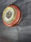 Vintage Atco Germany Porcelain Face Brass Wood Base 5  Barometer Weather Gauge