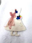 Vintage Felt Girl With Bouquet Sewing Pin Needle Holder Case Looks Unused