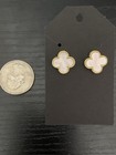 Elegant Mother Of Pearl Quatrefoil Stud Earrings 