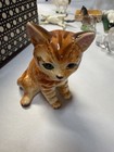 Vintage Ceramic Tabby Cat Figurine Orange Kitten Figurine