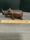 Hand Carved Wood Rhinoceros Statue See Photos For Condition