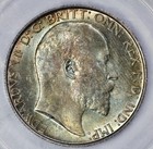 1902 Great Britain Silver Florin Pcgs Ms 64 Aquamarine Toning