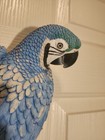 Blue 15 t Parrot Bird On Perch Wall Sculpture Figurine Resin Indoor Decor Faded