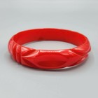 Vintage Art Deco Carved Cherry Red Bakelite Catalin Bangle Bracelet 8  Tested