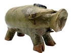 Handmade Rustic Piggy Bank Pottery Glazed Farmhouse Green Brown Female Pig   Bow