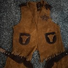 Vintage Sheplers Child s Western Suede Leather Vest   Chaps  Star Large Usa