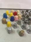 Thimbles Lot Of 34 Vintage Metal Sewing Mixed Metal   Plastic Various Sizes