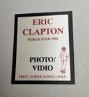 Eric Clapton Satin Photo video Backstage Pass 1992 World Tour Vintage Unused