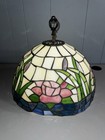 Vintage Tiffany Hanging Floor Ceiling Lamp Shade Floral Glass Nj Diner Gorgeous