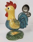 Ceramic Rooster chicken Measuring Spoon Holder With Metal Spoons 7    Vintage
